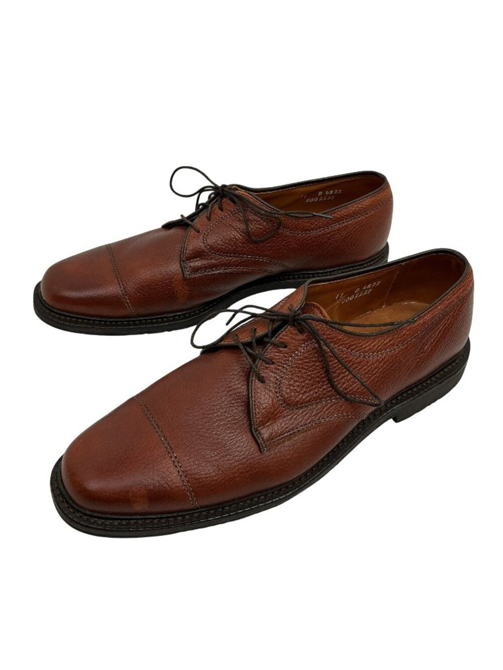 Allen Edmonds Becker Captoe Derby Mens 11D Leather Dress Shoes Brown